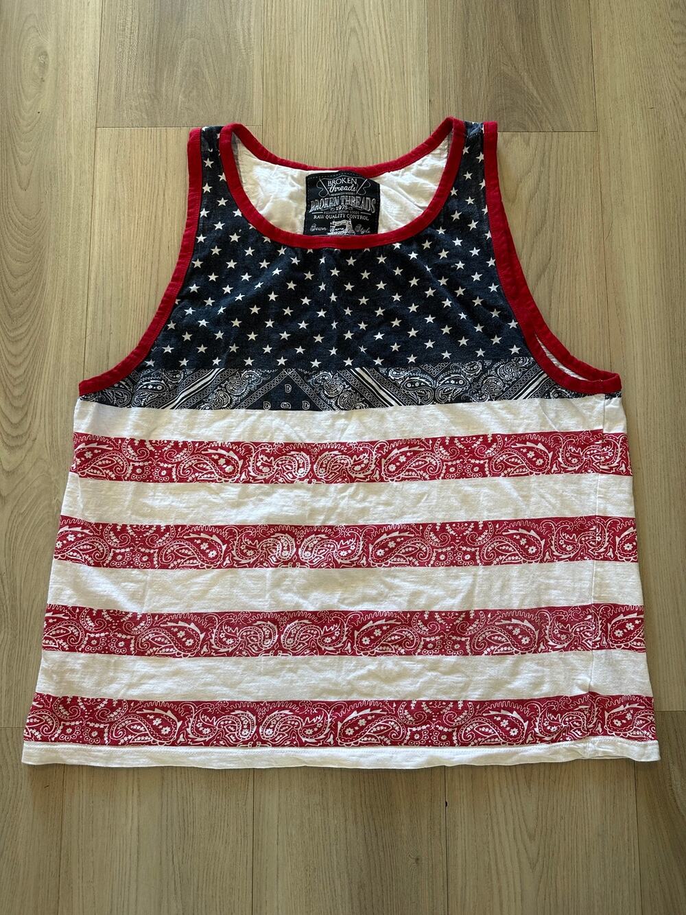 Broken Threads Mens XL Tank Top American Flag
